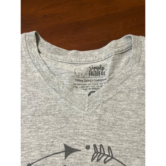 Simply Faithful Gray V Neck T-Shirt Shirt Live Simply Remain Faithful Sz Small - Picture 3 of 4